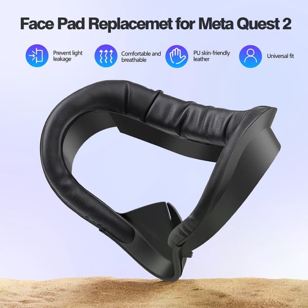 VR-headset ansigtsgrænsefladeudskiftning, åndbar PU-læderpolstring, silikone næsebeskytter, til Valve Index VR-gaming, sort