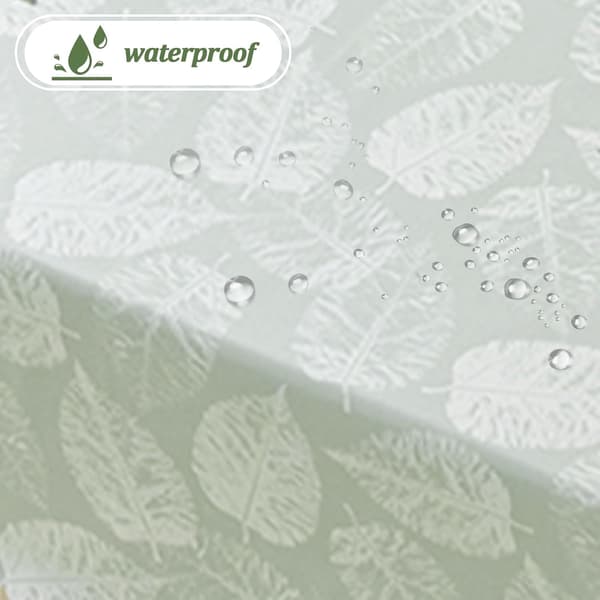 Polyester Wipe Clean Tablecloth, 120x160cm Rectangular Water Repellent Tablecloths, Waterproof Decorative Leaf Pattern Table Cover Protector