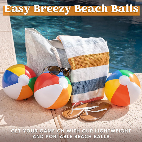 Rainbow Beach Balls (12-Pack), 30cm Inflatable Pool Toys
