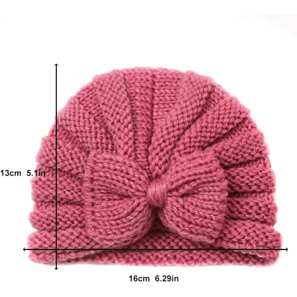 Vauvan talvinen neulottu pipo, pehmeä puuvillahattu pojille, unisex yksivärinen lämmin laskupipo Dark pink