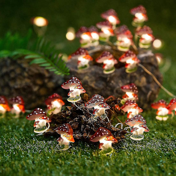 Juledekorasjoner, sopp LED-lysslynge, 3 meter 30 LED jul