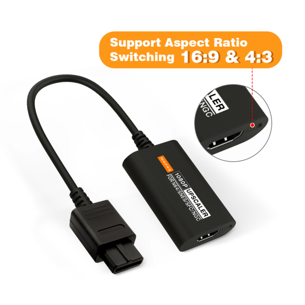 1080P Upscaler-adapter 4:3/16:9 Aspektförhållandeväxlare för N64/SNES/SFC/NGC-konsoler HDTV HDMI-kompatibel konverterare