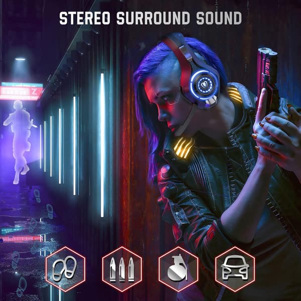 Gaming headset til PS4 PS5 PC Xbox One Dyb bas med støjreduktion