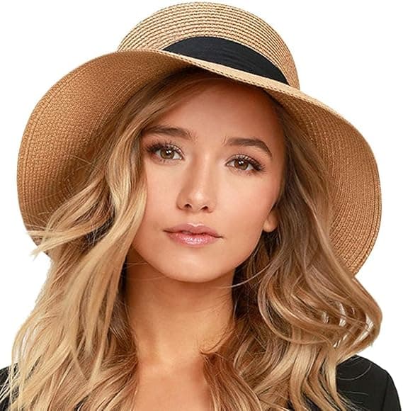 Dame Strand Solhatt Halmhatt Floppy UPF80+ Reise Sammenleggbar Brett Sommer UV-Hatt