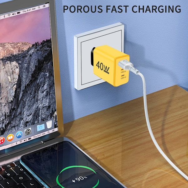 40W Hurtiglader 3.0 Hurtigopladning Type C USB Mobiltelefonadapter PD Vægoplader til iPhone 15 Samsung Xiaomi Huawei