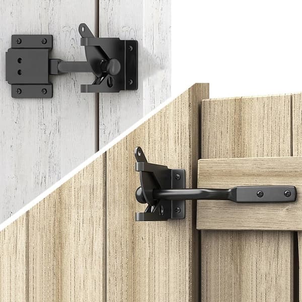 Reliable Automatic Gravity Lever Gate Latch, Heavy Duty Steel, Stylish Black Design