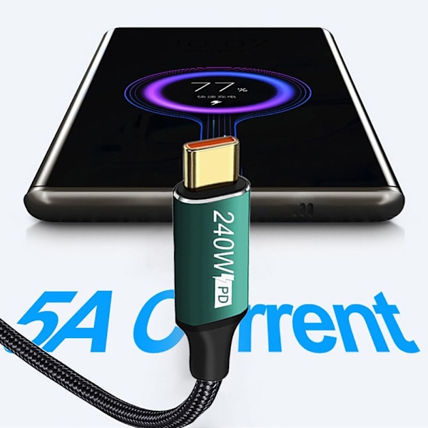 USB C Hurtigladekabel Type-C Datakabel GRØNN 1M Grønn Green 1m