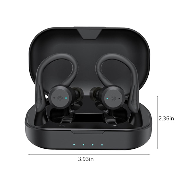 Støjreducerende Bluetooth-headset Trådløs In-ear Høj Effekt Sport Bluetooth-headset Mini Headset (Sort)