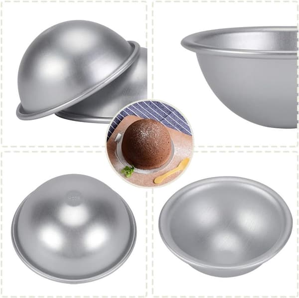 Fdit 8 cm halvklotformad kakform set om 4, anodiserad aluminium halvsfär bakform för tårta, mousse, pudding, silver, för födelsedags- och bröllopsdesserter