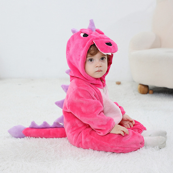 MJ51 Barneklær Ny Flanell Tynn Dinosaur Enlags Romper Jumpsuit H3340 dark green 80cm