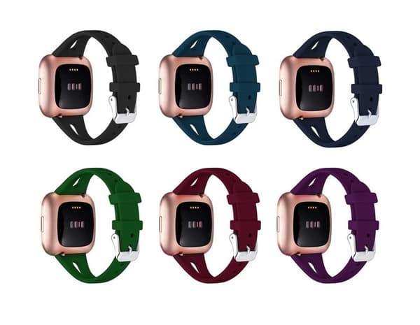3 Tynde Armbånd til Ur, Kompatible med Fitbit Versa 2 Rem/Fitbit Versa/Fitbit Versa Lite/SE, Silikone Erstatningsarmbånd til Smartwatch black black S
