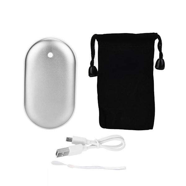 Multifunktionell Bärbar Handvärmare med Cobblestone-mönster, Explosionssäker Powerbank (Silver)
