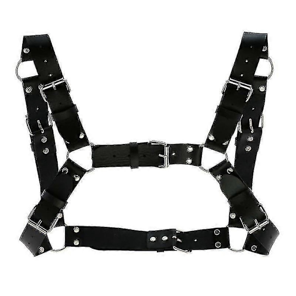 Kvinder Mænd Sexet Punk Brystsele Justerbar Bur Metal Kropskæde Pu Læder Choker Statement Halskæde Party Clubwear G (Gul)