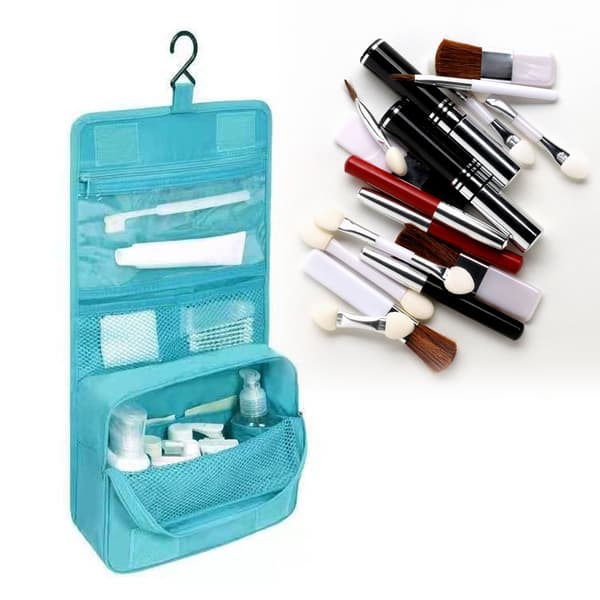 Multi-Compartment Toiletry Bag Waterproof Large Capacity Hanging Cosmetic Makeup Bag Sky Blue 0.1