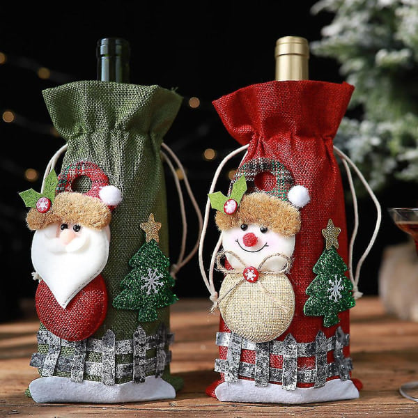 Vinflaskpåsar Återanvändbara för juldekorationer