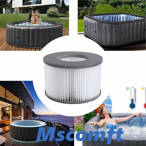 Sæt med 6 filtre til oppustelige MSPA spabade, Ø106cm - 6 udskiftningsfilterpatroner til oppustelige MSPA spabade