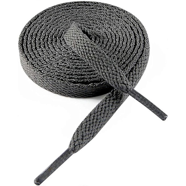 Flade Snørebånd 8mm Brede Snørebånd til Sneakers Premium Træningssnørebånd Erstatninger til Atletiske Sportssnørebånd Mørkegrå Dark Grey 43-  ( 110 cm )