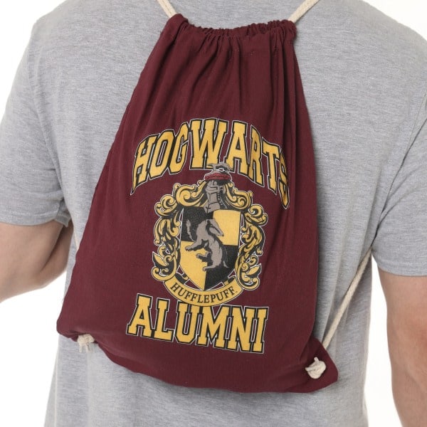 Harry Potter Hogwarts Alumni Hufflepuff Ryggsäck med dragsko, One Size, Burgunder/Gul