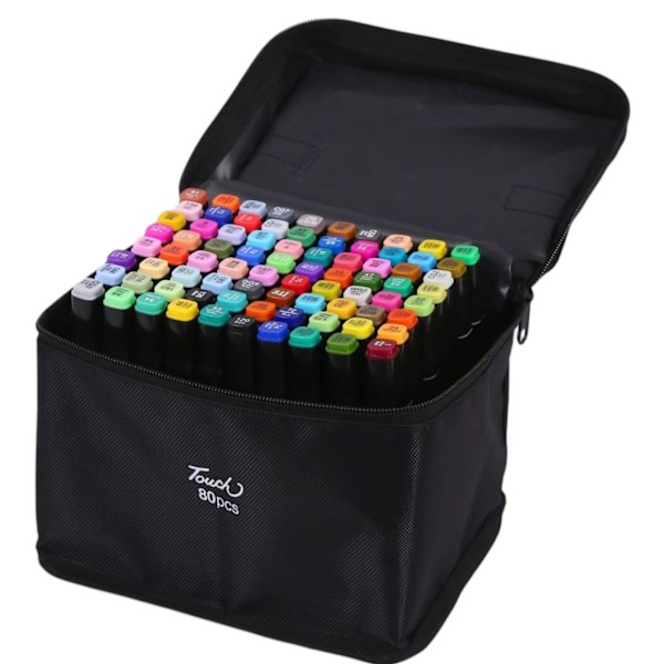 80 stk. - Tusser med etui - Dobbeltsidet - Penne Multicolor multifärg