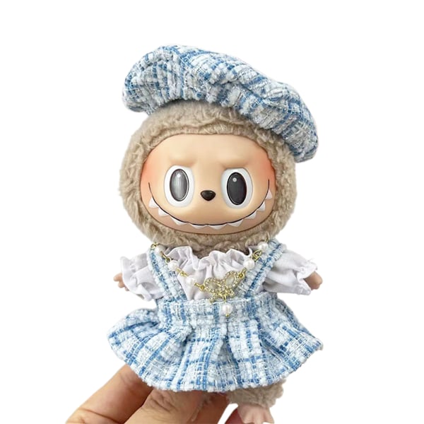Dress for Labubu Monster Plush Doll Cute Clothes Outfit 17cm Without Doll Blue