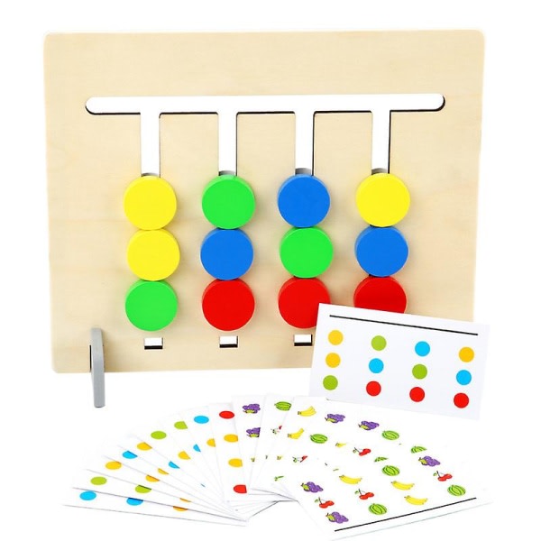 Fyrfärgs Fruit Logic Game Dubbelsidigt Dubbelbruk Trä Upplysningshjälp Läromedel för barn Pedagogiska leksaker (1 set)