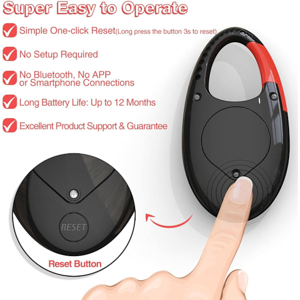 Enkel 3D-stegräknare, pedometer, stegmätare med halsrem/karbinhake för män, kvinnor, tonåringar, vuxna, seniorer, svart-röd