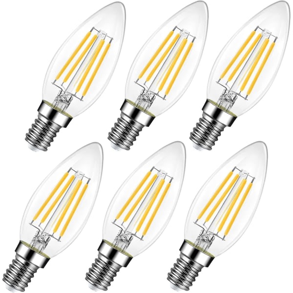 6pack E14 Dimbar varmvit 600lm 6w LED-lampor eller ersätter 60w 2700k LED-ljuslampa Energisparande
