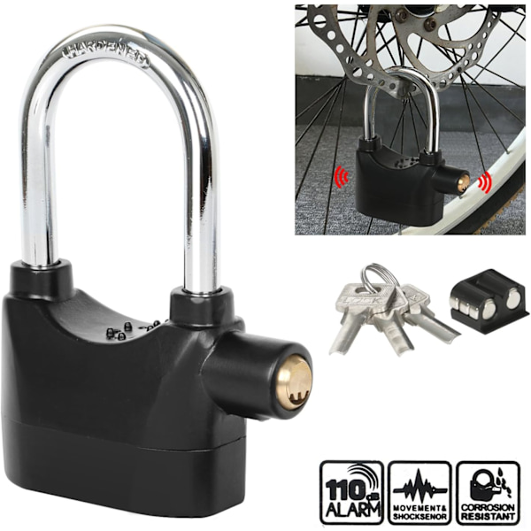 Long shackle padlock with alarm 110 DB Heavy Duty Weatherproof