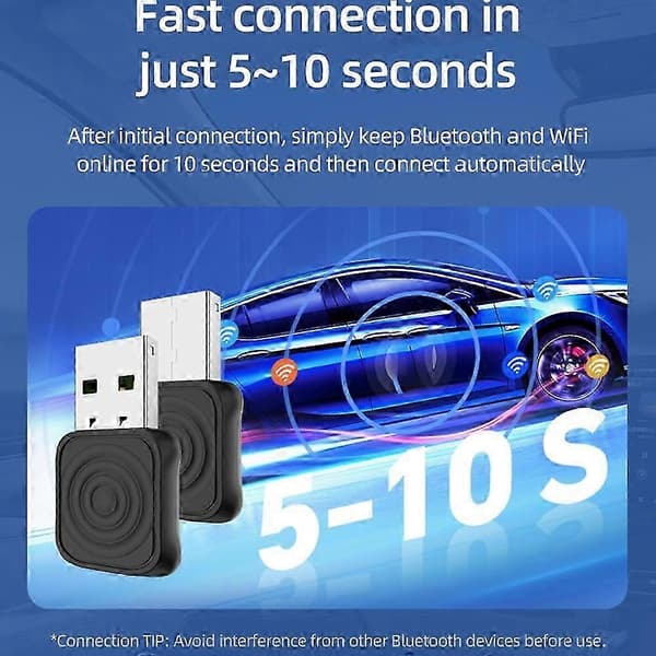 CARLINKIT Mini Ultra Trådløs CarPlay Android Auto Adapter - Opgrader Kablet til Trådløs til Biler
