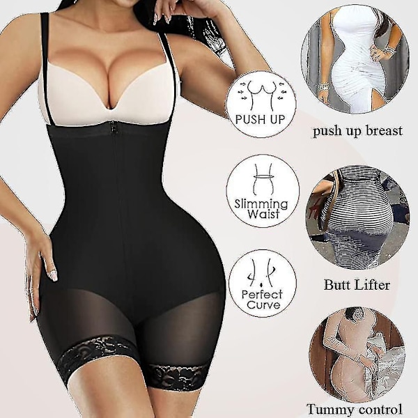 Kvinnors Slankande Kroppsshaper Sömlös Butt Lifter Bodysuits Push Up Shapewear Underkläder Korsett SVART BLACK s