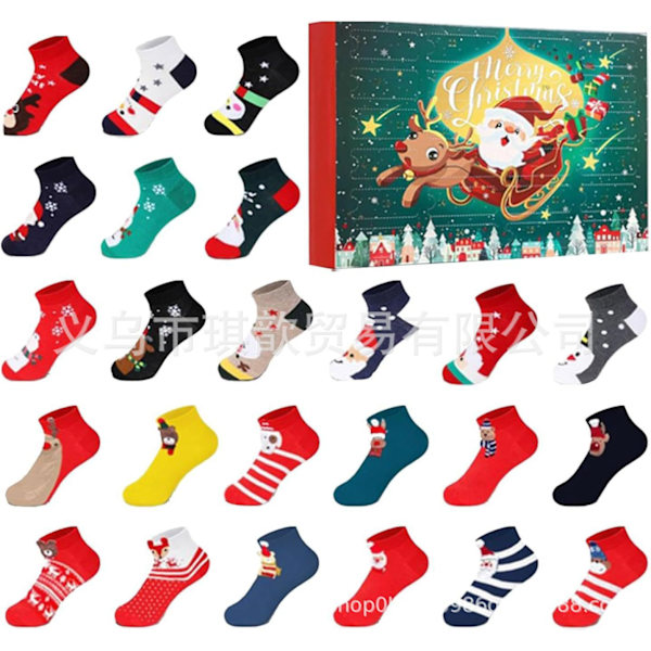Nye 2024 Jule- & Weekend-Adventskalender Overraskelses-Blindboks Strømper Samleobjekt Sjov