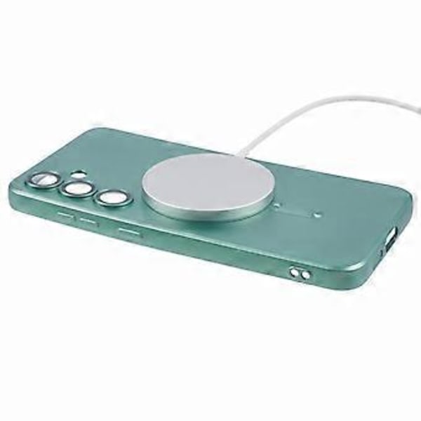 Mobilskal för Samsung Galaxy S24+ med linsskydd, MagSafe-kompatibelt, gummerad TPU (Stil F)