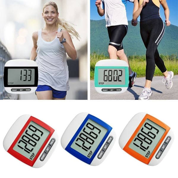 LCD Skridttæller Odometer SORT Sort Sort Black