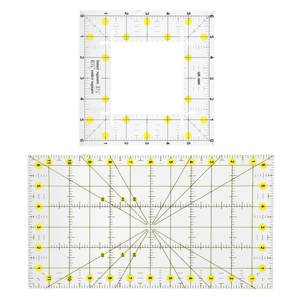 Rectangular sy- och ritverktygslinjal i akryl för quiltning 0.6