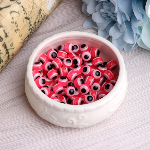 100x tyrkisk blå/farve Demon Eye Runde perler Resin Evil Eye Mode Runde perler til armbånd Halskæde Lav DIY - Perfet Multi
