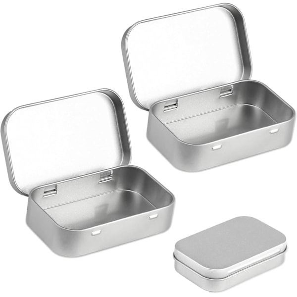 2 st Små Förvaringslådor med Lock Rektangulära Små Plåtburkar Metallburk med Lock Liten Plåtburk för Hemförvaring Godis Örhängen Myntorganisatör Silvery