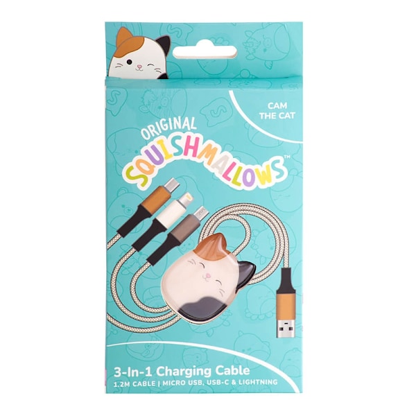 Squishmallows Ladekabel 1,2m 3in1 USB-C/Micro/Lightning Cam 75
