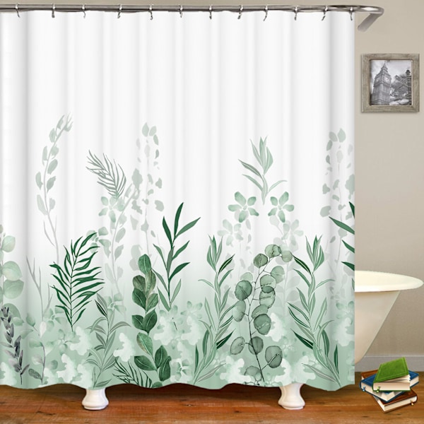 Blå dusjforheng i polyester, Virgin Forest T-02 T-02 180x200cm