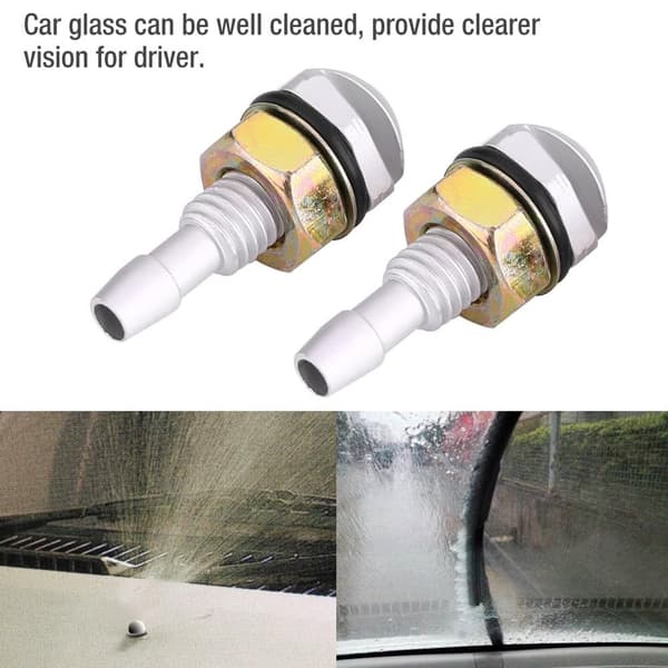 Windshield Washer Nozzle, Universal Car Auto Windshield Wiper Spray Nozzle Replacement Kit Silvery