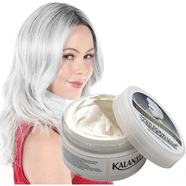 Tillfällig hårfärg, vit hårfärgning, vit hårvax hårstyling lera, hårsprayfärg för män Kvinnor Omedelbar styling Vit 100g