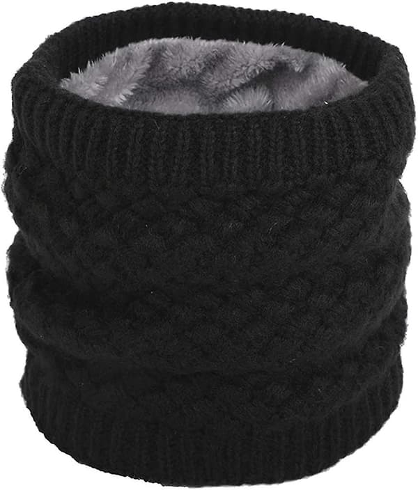 Women's Winter Neck Warmer Gaiter Double Layer Soft Fleece Lined Thick Knitted Circle Scarf Windproof