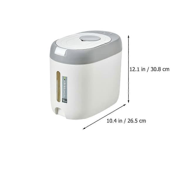 Rice Container Plastic Rice Bucket Moisture-Proof Grain Dispenser Airtight Rice Storage Container Food Storage Container Light Grey White