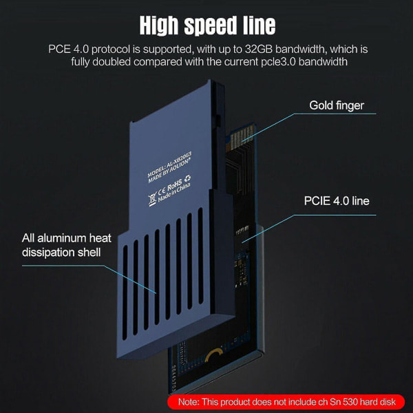 Bærbar 1TB Ekstern SSD til Xbox Series X/S, Ekstern Konsol Harddisk Konverteringsboks M.2 Udvidelseskortboks 32G Båndbredde