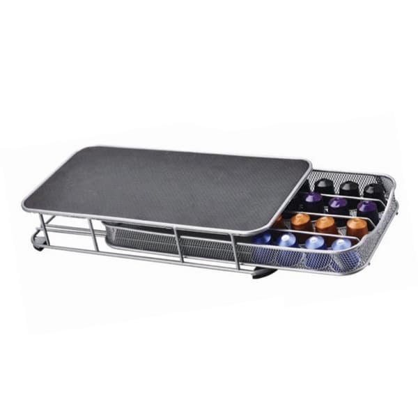 Coffee Capsule Box 40pcs Durable Coffee Capsule Storage Rack Coffee Drawer Holder Silver