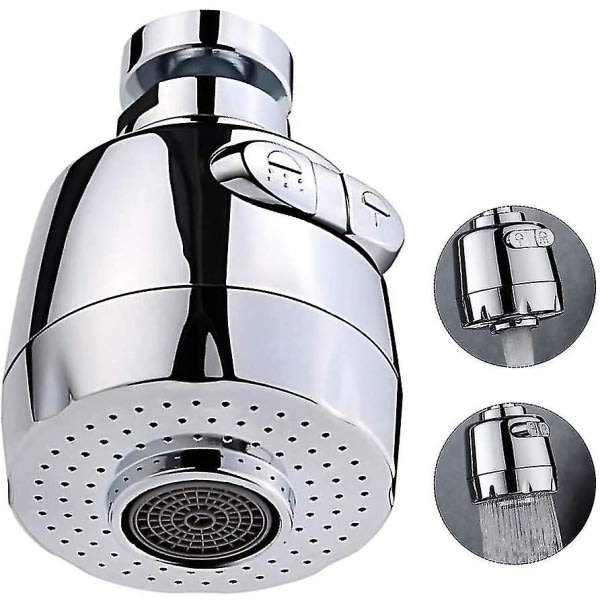360 graders vridbar kran luftare Köks kranhuvud 2 lägen justerbar duschmunstycke Filterspruta för kök badrum (kort)