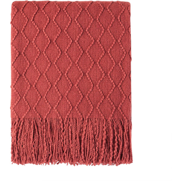 Textured Solid Soft Throw Blanket Knitted Decorative Throw