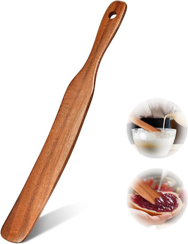 Elegant Trä Spurtle - Surtantspatel för Bakning & Matlagning - Slät Träfinish