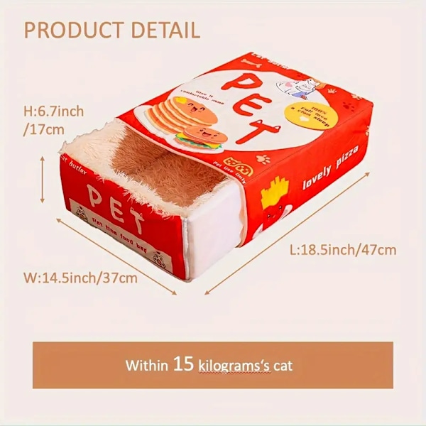 Polyester All-Season Helstängt Rektangulärt Kattsäng - Mysig Snacklåda Design, Perfekt Julgåva till Katter blå