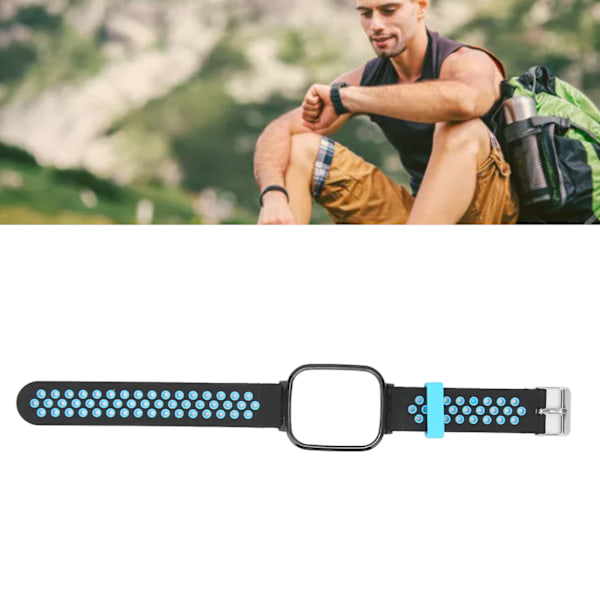 2-i-1 Armband för Redmi Watch 3, Snabbkoppling, Mjuk Silikon, Svettresistent, Smartwatch Armband, Svart Blå