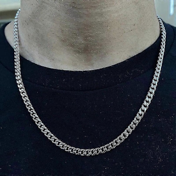 Klassisk herrekjede bredde 3 til 7 MM rustfritt stål langt halskjede for menn kvinner kjedesmykker (gull, 50cm 3mm)